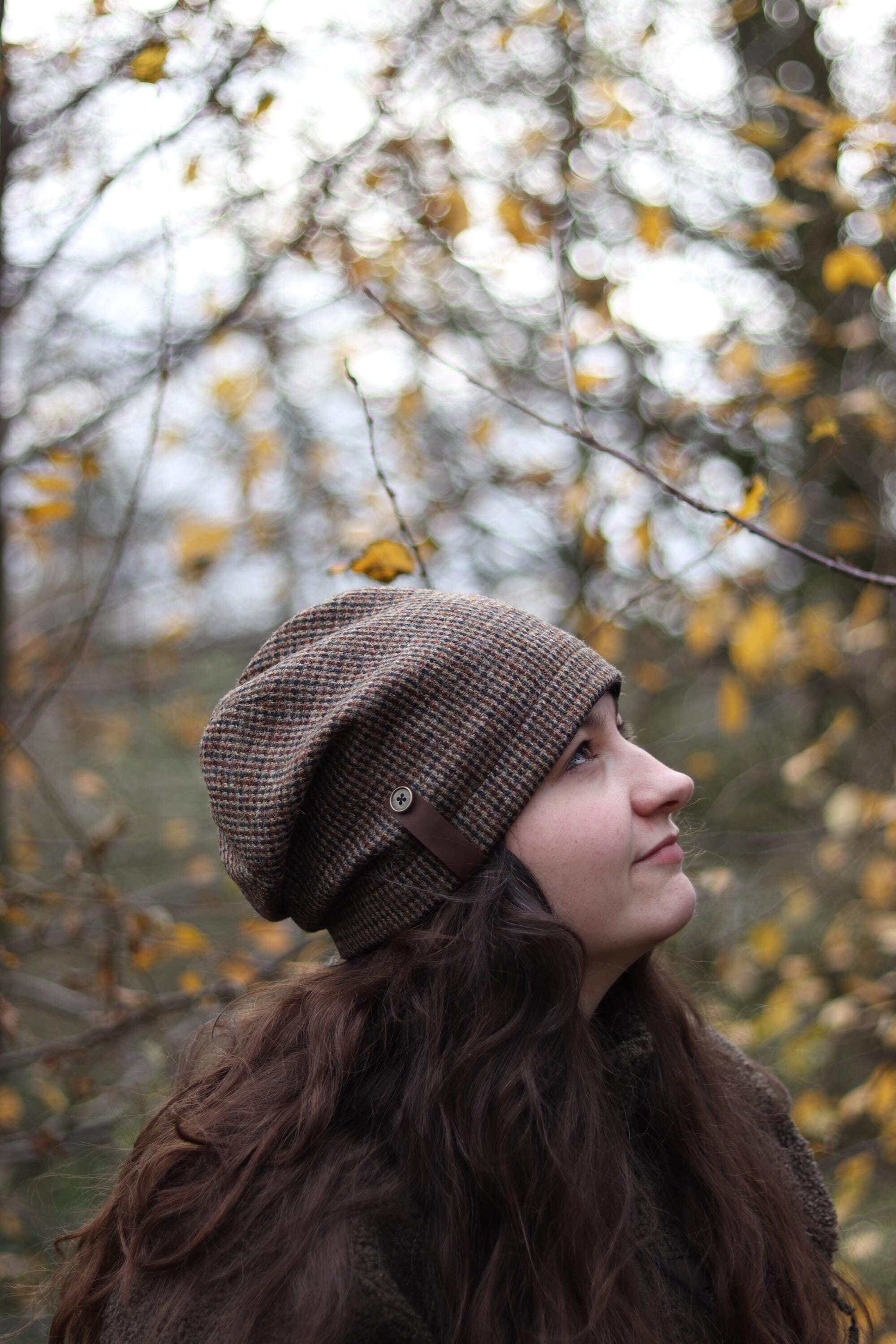 Harris Tweed slouchy beanie - winter hat - beanie hat - slouchy beanie - warm hat - tweed hat - autumn hat - comfortable hat unisex hat