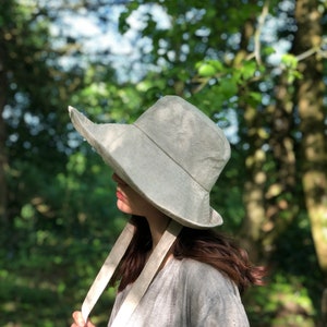 Natural Linen Anna Sunhat-large brimmed sun hat, linen hat, garden hat, foldable hat, sun protection hat, extra large hat, small hat image 2