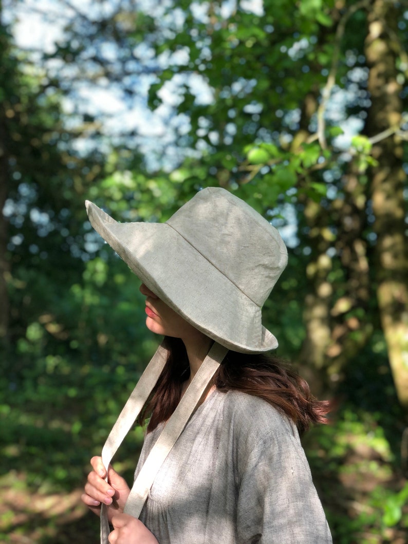 Natural Linen Anna Sunhat-large brimmed sun hat, linen hat, garden hat, foldable hat, sun protection hat, extra large hat, small hat image 2