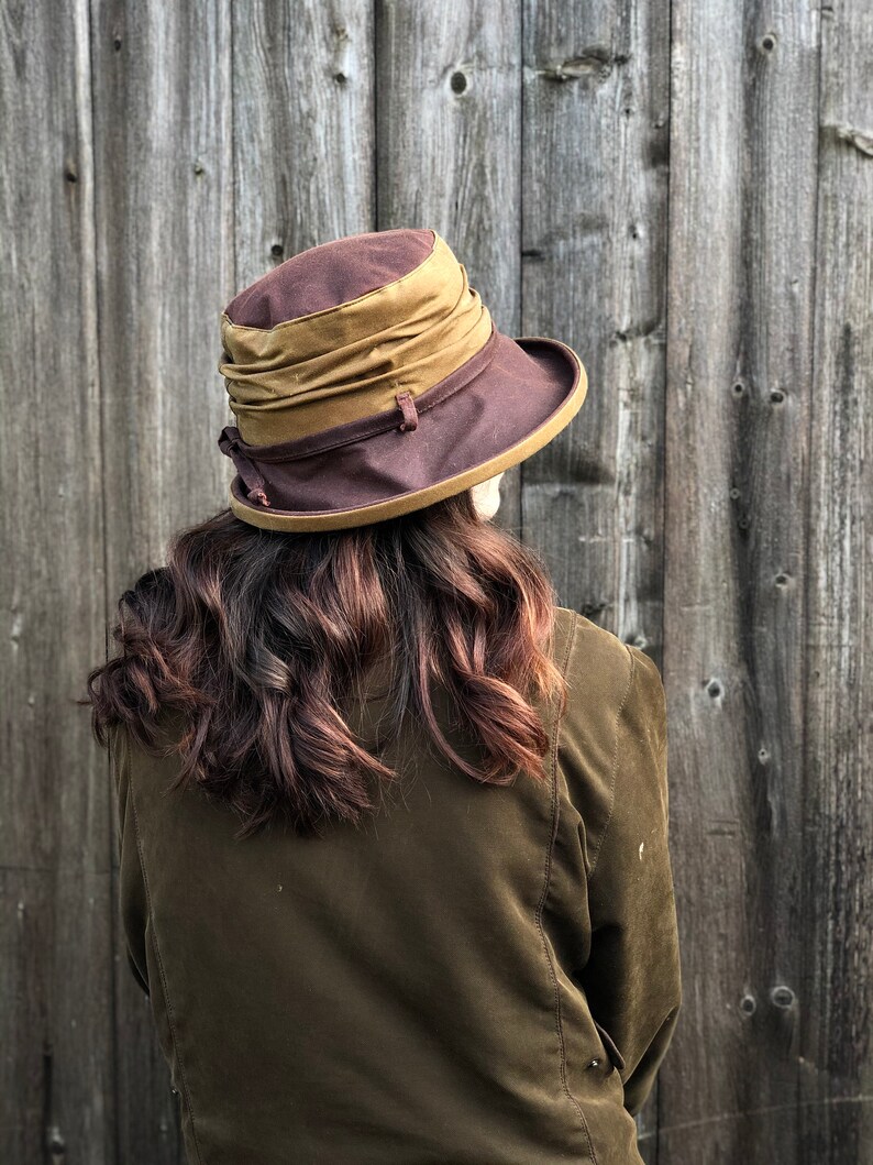 Chestnut/tan British Waxed Cotton Rain Hat Women's Etsy