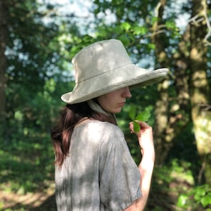 Natural Linen Anna Sunhat-large brimmed sun hat, linen hat, garden hat, foldable hat, sun protection hat, extra large hat, small hat image 4