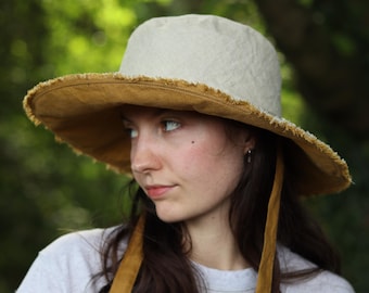 Linen Sun Hat: Beachcomber with Wire Brim - Travel Friendly