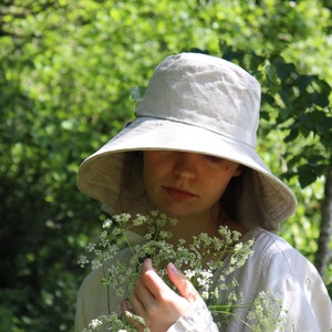 Waterfall Women's linen sun hat, sun protection, sun protection hat, large brimmed sun hat, women's sun hat, linen, foldable hat, sun hat image 9