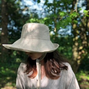 Natural Linen Anna Sunhat-large brimmed sun hat, linen hat, garden hat, foldable hat, sun protection hat, extra large hat, small hat image 3