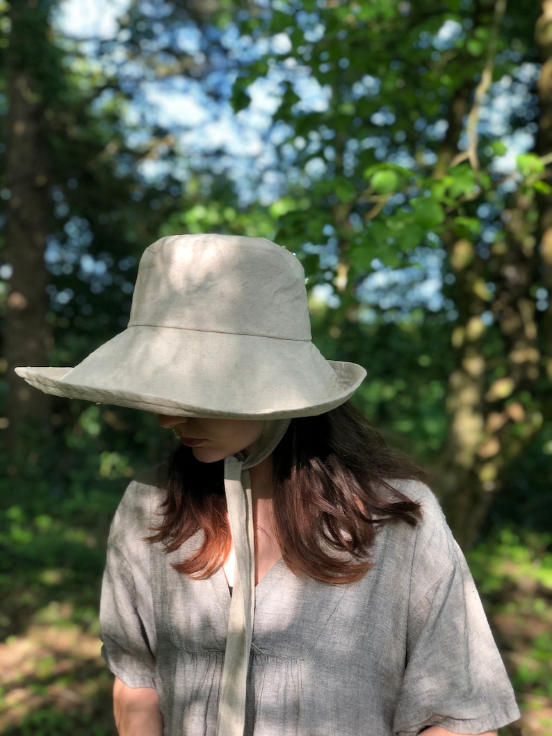 Natural Linen Anna Sunhat-large brimmed sun hat, linen hat, garden hat, foldable hat, sun protection hat, extra large hat, small hat image 3