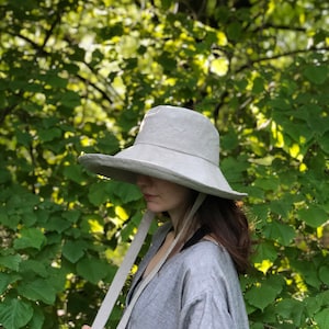 Natural Linen Anna Sunhat-large brimmed sun hat, linen hat, garden hat, foldable hat, sun protection hat, extra large hat, small hat image 6