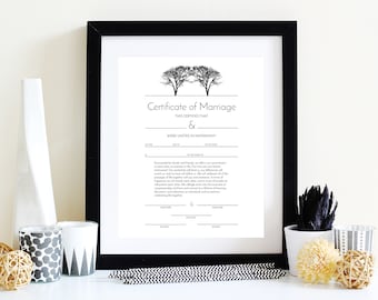Certificado de matrimonio imprimible, DESCARGA INSTANTE, Certificado de boda 8.5x11, Recuerdo de boda, Regalo de ducha
