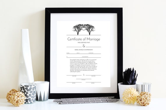 Printable Marriage Certificate, INSTANT DOWNLOAD, 8.5x11 Wedding