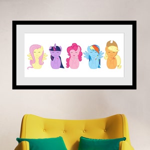 My Little Pony Wall Japanese Kokeshi Inspired Artwork Giclée Print Wall Decor
