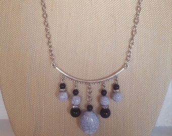 Silver , gray and black necklace