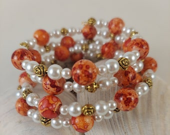 Origin2476-5 - STRETCH BRACELET - CORAL COMBINATION