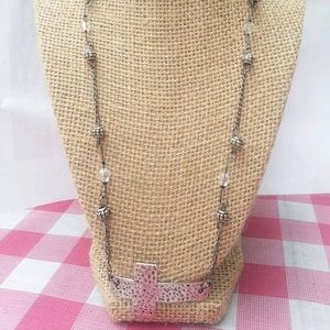 Handmade, silver horizontal cross necklace