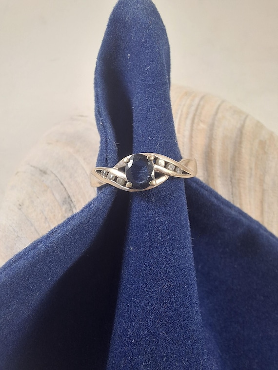 Silver Crossover Sapphire Ring - image 1