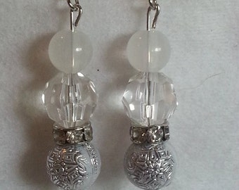 three shades of white earrings