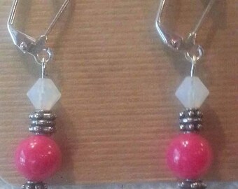 Silver and Pink earrings