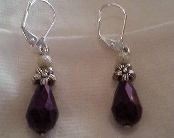 Purple teardrop earrings