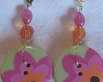 Bright floral button earrings