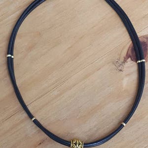 Black Leather Cord, Ivory Flower Cabochon Choker