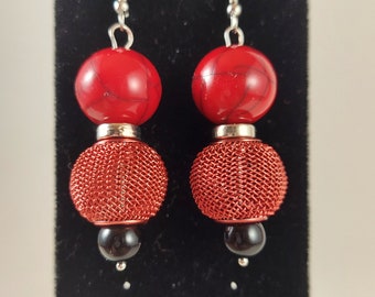 Double Red Dangle Earrings