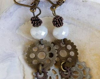 Antique Gold Gear Earrings