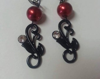 Black/Red fancy earrings