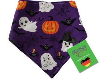 Dimples Lila Halloween Geister Hundehalstuch - Bandana für Hunde und Katzen aller Grössen - Halloween Kostüm für Haustiere Hundekleidung