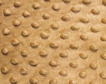 1m oder Stoffpaket Minky Fleece Stoff mit Dots Noppen gepunktet, beige braun, Meterware