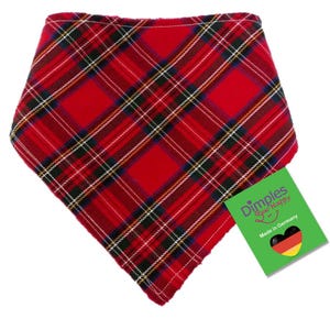 Dimples Schottenkaro rot kariertes Hundehalstuch - Hundeschal für kleine bis große Hunde und Katzen - Geschenk für Hund zu Weihnachten image 1