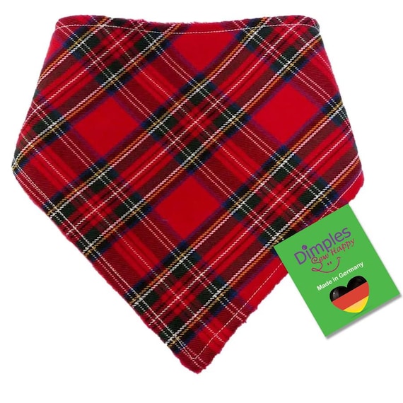 Dimples Schottenkaro rot kariertes Hundehalstuch - Hundeschal für kleine bis große Hunde und Katzen  - Geschenk für Hund zu Weihnachten