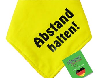 Dimples Gelbes Hundehalstuch Abstand halten – Hund nicht anfassen Aufdruck Bandana für kleine mittelgroße und große Hunde und Katzen