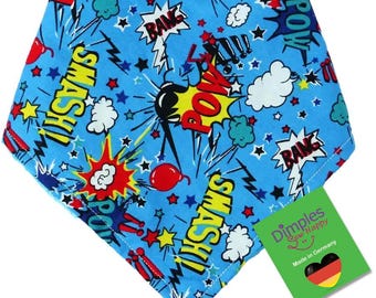 Dimples Superheld Hundehalstuch Bandana für kleine und große Hunde und Katzen - Bedruckung mit Name des Hundes möglich - Hundegeschenk