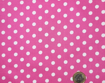 Rose & Hubble Stoffe, Rosa mit weißen Punkten (gepunktet, pink) aus 100 % Baumwolle, Meterware