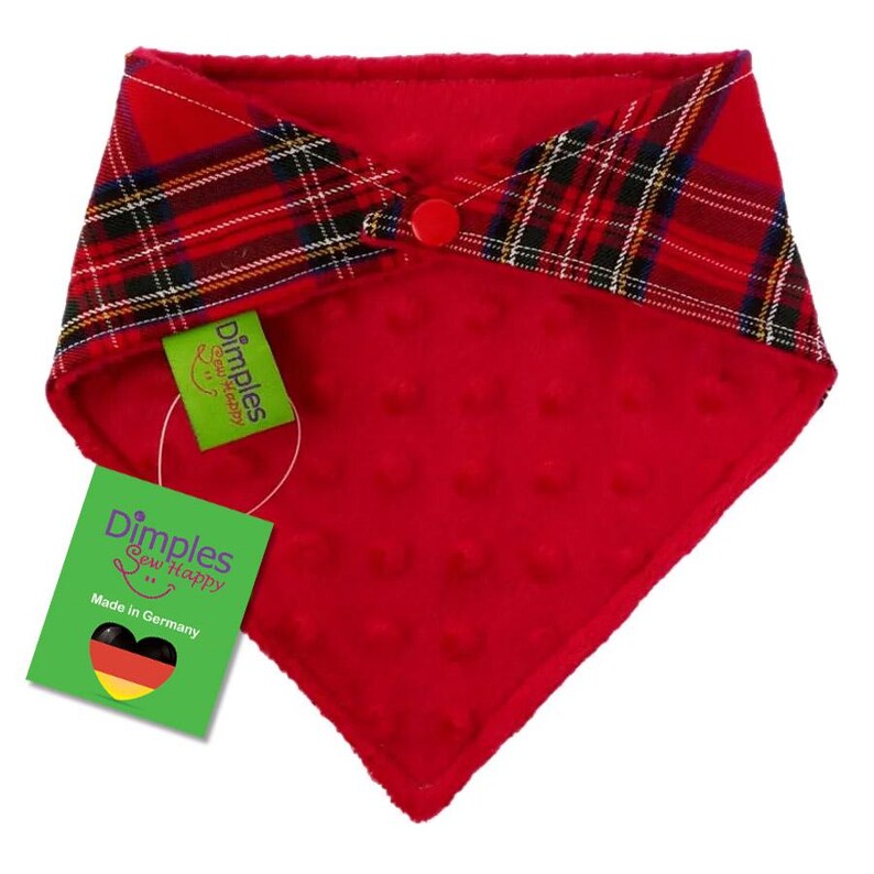 Dimples Schottenkaro rot kariertes Hundehalstuch - Hundeschal für kleine bis große Hunde und Katzen - Geschenk für Hund zu Weihnachten image 2