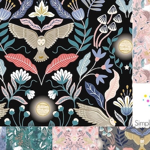 Unicorn Owls Floral Fabrics Per Metre - Lewis & Irene - 100% Cotton - Simply Sew Crafty™
