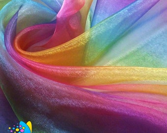 Rainbow Organza Sheer Fabric Fantasia Costume Childrens 150cms (wide)- per metre by Simply Sew Crafty