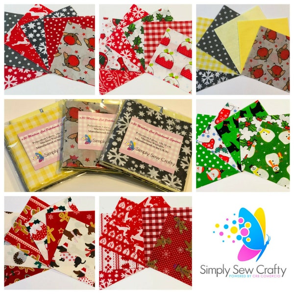 x 50 Polycotton Patchwork Squares - Christmas - Simply Sew Crafty™