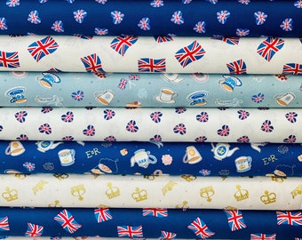 Royal Coronation Lewis & Irene - British UK London Celebration 100% Quality Cotton Poplin Fabric Bundles - Simply Sew Crafty™