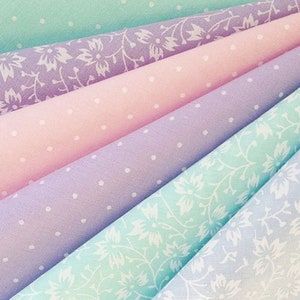 x5 Half Metres Fabric Bundle in Vintage Pastel Floral & Polka Dot by Simply Sew Crafty