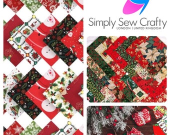 x 50 patchworkvierkanten - Kerstmis - 100% katoen - Simply Sew Crafty™