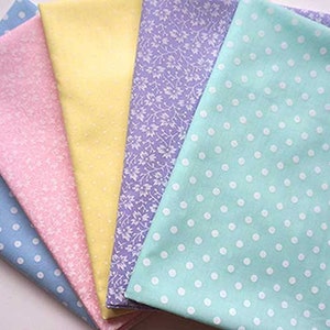 x5 Half Metres Floral Polka Pastel Baby Fabric Bundle by Simply Sew Crafty