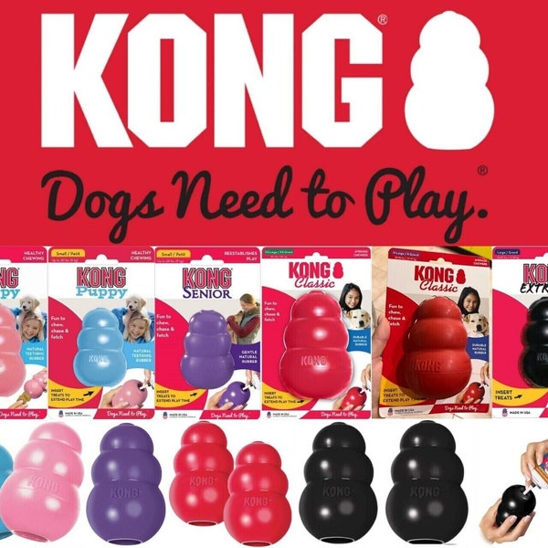 Kong Classic Large ,Kong Puppy Dog Treat Toy Toughest Rubber Chew Small &Medium