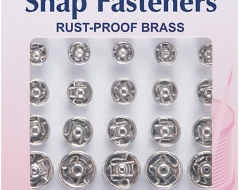 Hemline - Nickel Brass Rust Proof Sew On Snap Fasteners - Assorted 20 Set -  H420.99 by Simply Sew Crafty™