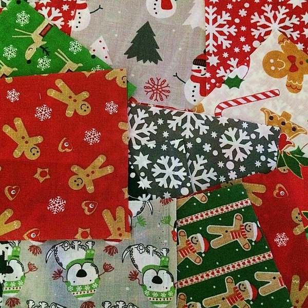 Fabric Remnants Scraps Bundle Offcuts Polycotton Christmas - 100g by Simply Sew Crafty