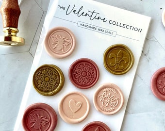 Valentines Wax Seal Collection, Rose Gold, Gold, Pink Theme, Set of 9 Wax Seals with Adhesive Ready to Use for Cards & Invitations