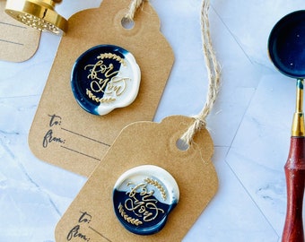 Wax Seal Gift Tags with "For You" Design on Craft Brown Tag. Handmade Gift Tags for Unique Gift Wrapping for All Occasions.