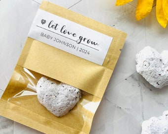 Seed Bomb Shower Favors. Heart Shaped Favors for Eco Friendly Showers & Parties. Biodegradable Upcycled Paper and US Wildflower Seeds.