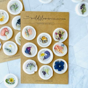 Pressed Flower Vellum Wax Seal Collection. Set of 9 Wildflower Adhesive Wax Seal Stickers for Cards & Invitations. Ready to Ship image 8