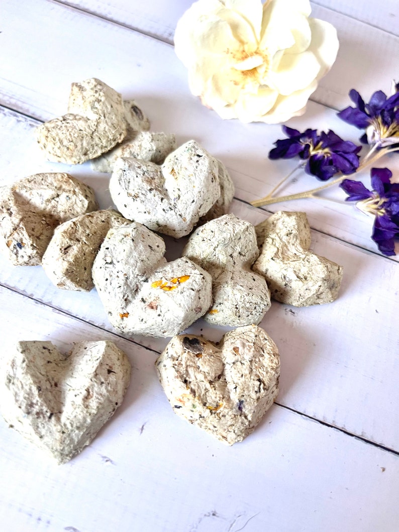 Bulk Seed Bombs, Geometric Heart Shaped, Eco Friendly Wedding & Party Favors, Recycled, Plantable Wildflower Seeds, Biodegradable image 8