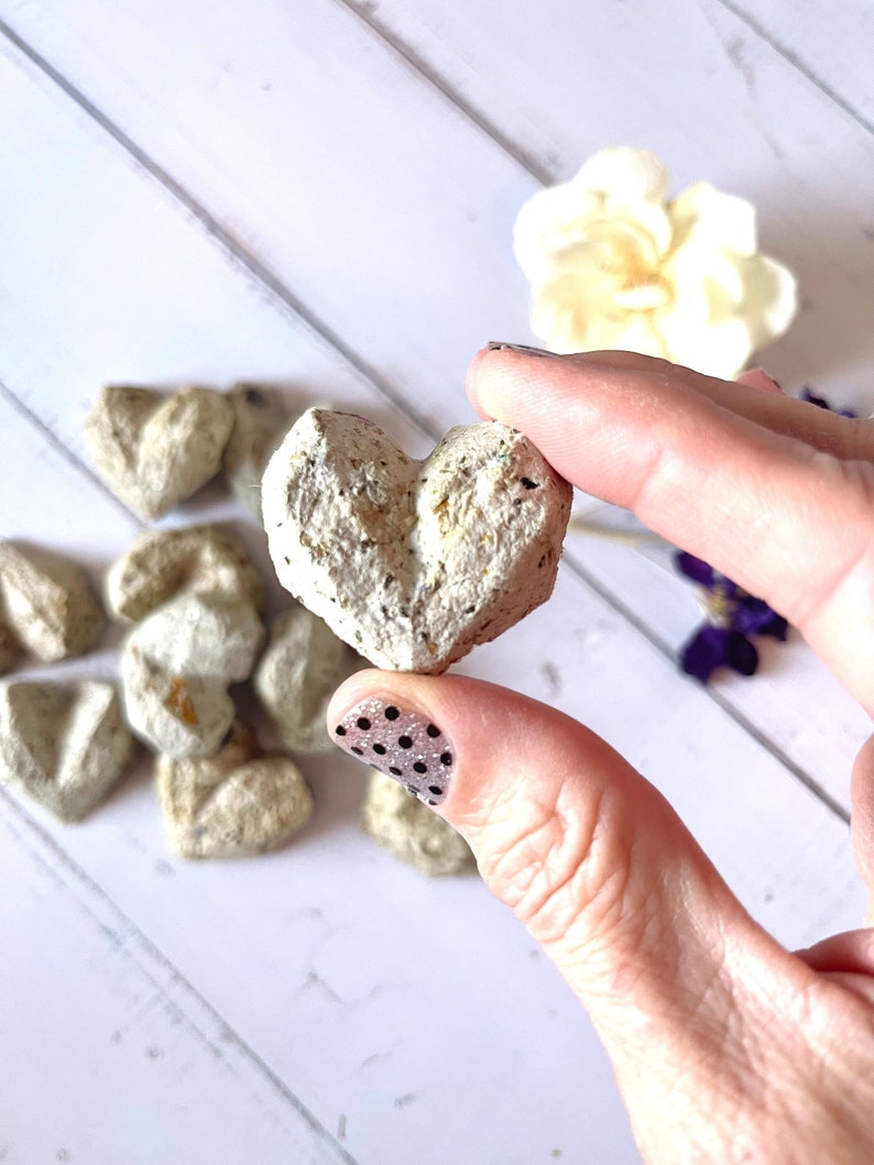 Bulk Seed Bombs, Geometric Heart Shaped, Eco Friendly Wedding & Party Favors, Recycled, Plantable Wildflower Seeds, Biodegradable image 5