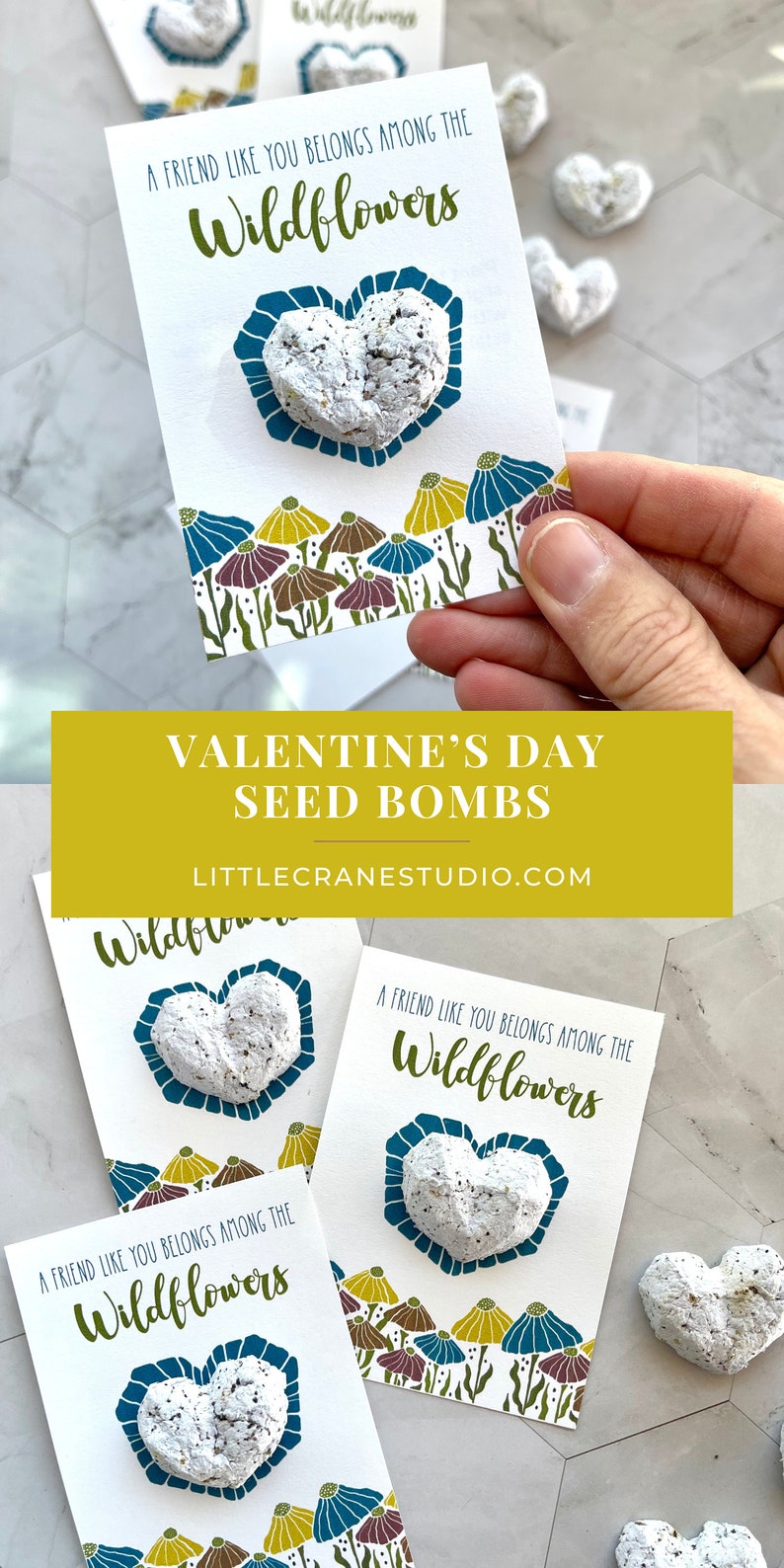 Seed Bomb Card Eco-Friendly Heart Seed Bomb Party Favors Recycled Paper Wildflower Seeds Biodegradable image 4